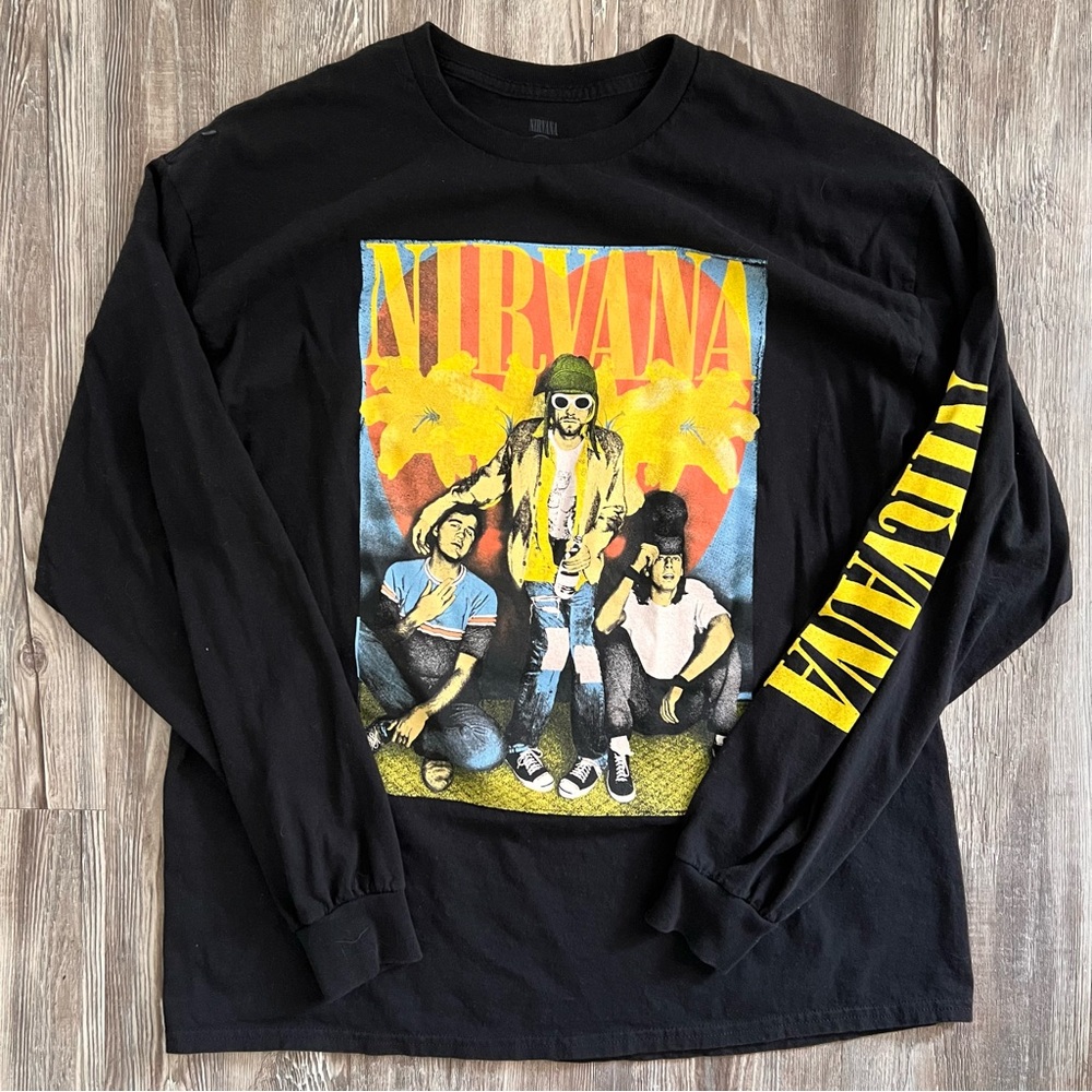 Nirvana Black and Yellow Logo Band Tee